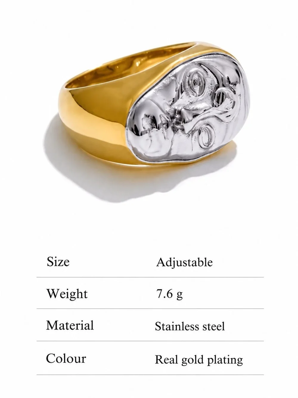 Two-Tone Gold and Silver Face Signet Ring